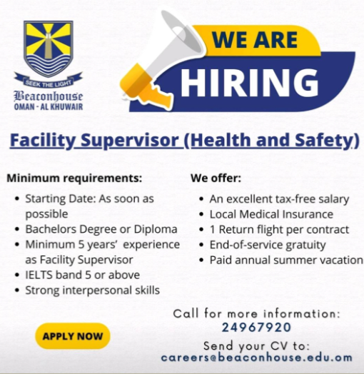 Facility Supervisor ( Health and Safety )