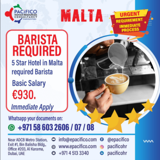 BARISTA REQUIRED - MALTA